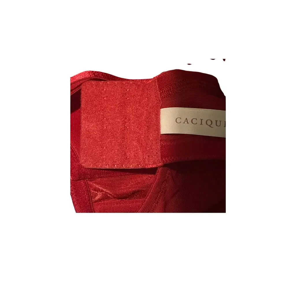 Cacique Full Coverage Bra 42D Underwire Red Mesh Overlay Padded Cup Adjustable